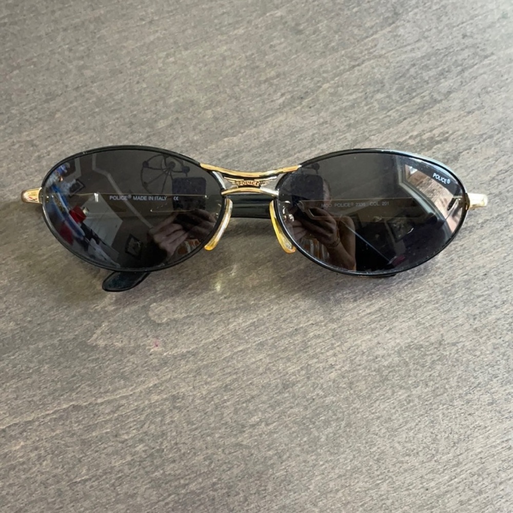 🕶️ Police Vintage Oval Sunglasses Gold Frame 90s 🖤